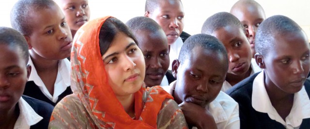 HE NAMED ME MALALA: Malala Yousafzai at the Kisaruni Girls School in Massai Mara, Kenya. May 26, 2014. Photo courtesy of Fox Searchlight Pictures.© 2015 Twentieth Century Fox Film Corporation All Rights Reserved 